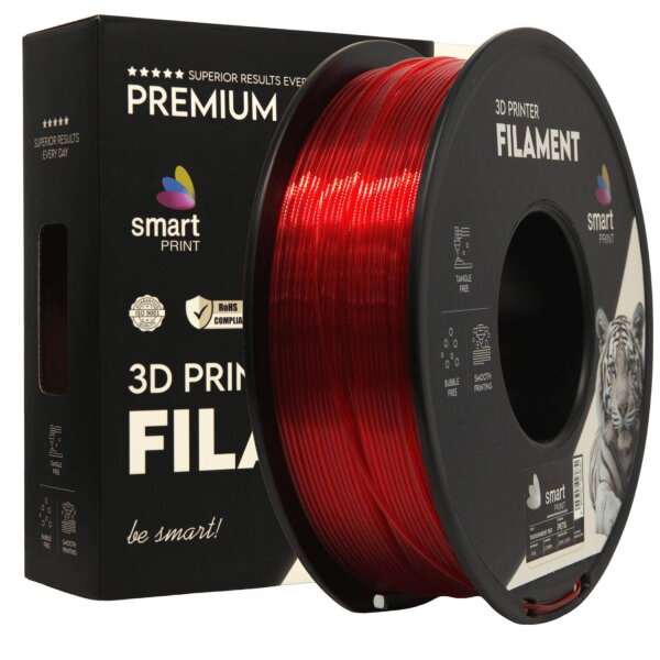 PETG (Hersteller: Smart Print) | 1kg | Ø 1.75mm | Rot Transparent