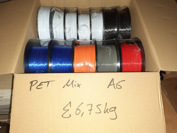 PETG Box #A6: 6.75kg PETG gemischte Farben &Oslash; 1,75mm - Made in Europe