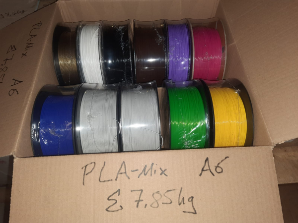 PLA Box #A6: 7.85kg PLA gemischte Farben &Oslash; 1,75mm - Made in Europe