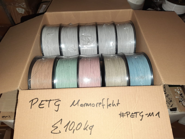 Marmor-Effekt PETG | 10kg | &Oslash; 1,75mm | Made in Europa |  bunte Farbmischung