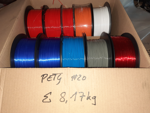 PETG Box #A20: 8.17kg PETG gemischte Farben &Oslash; 1,75mm - Made in Europe