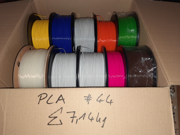 PLA Box #A44: 7.14kg PLA gemischte Farben &Oslash; 1,75mm - Made in Europe