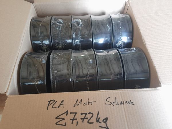 PLA Matt Box #MATT Schwarz: 7.72kg PLA Matt Schwarz &Oslash; 1,75mm - Made in Europe
