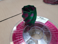 DualColor Silk PLA Filament (zweifarbig) | Gr&uuml;n/Raspberry(rot) | &Oslash; 1,75mm | 0,75kg (Eine Spule)
