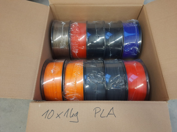 PLA Starterset 10x1kg | Bunte Mischung |  | &Oslash; 1,75mm | Einf&uuml;hrungspreis 11,49&euro;/kg | Made in Europa (Hersteller: MCPP)